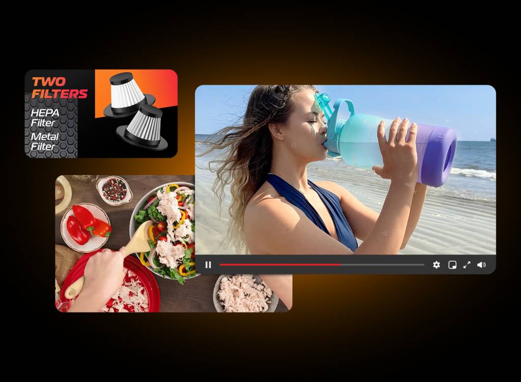 video players showcasing different videography styles the studio offers