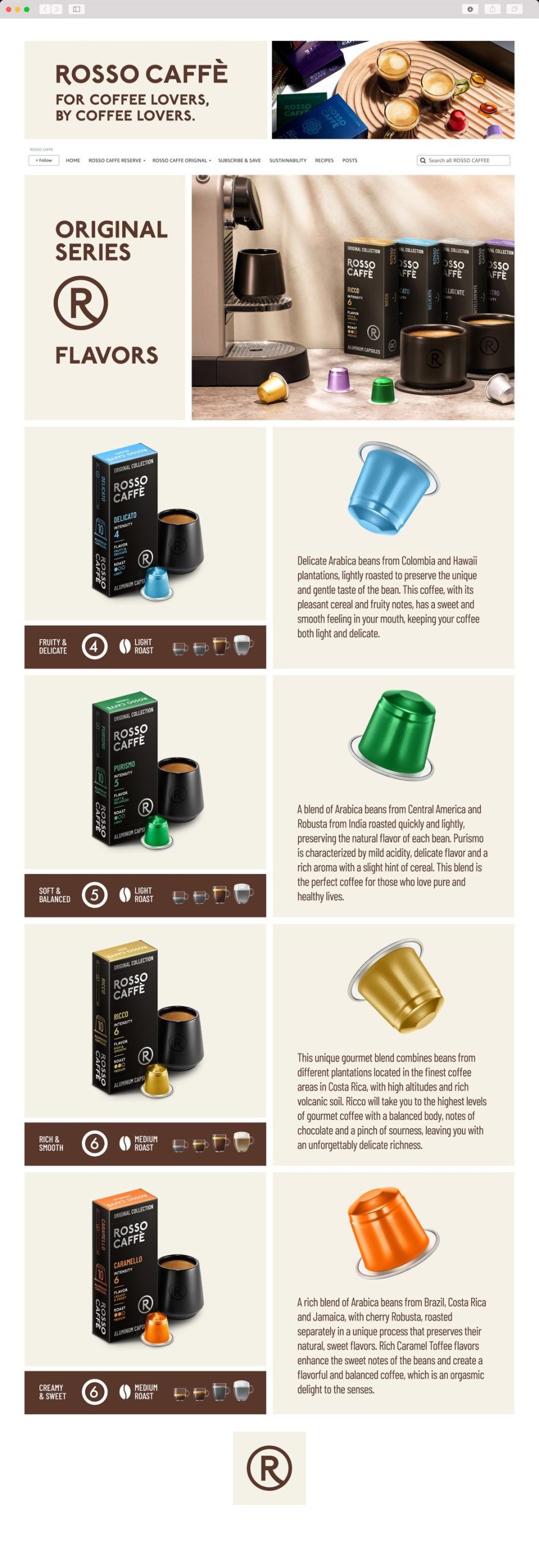 Let Amazon Storefront guide you through detailed taste profiles as you delve into the Original Series Flavors of Rosso Caffe