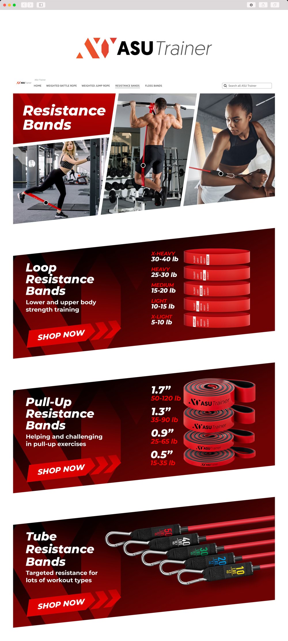 Within our Amazon Storefront discover a range of ASU Resistance Bands offering three diverse products for your training