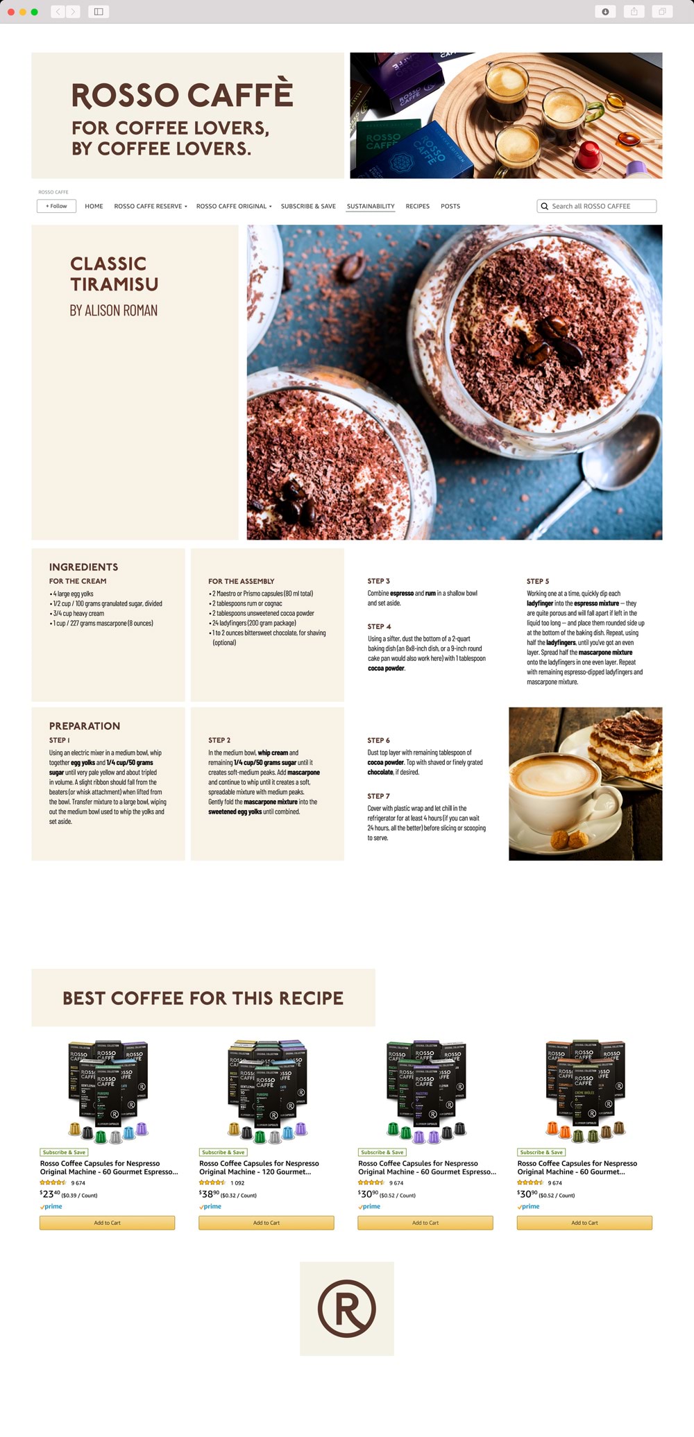 Perfect the art of Tiramisu with a unique Rosso Caffe twist a delightful recipe waiting for you at the end of your visit to Amazon US Storefront