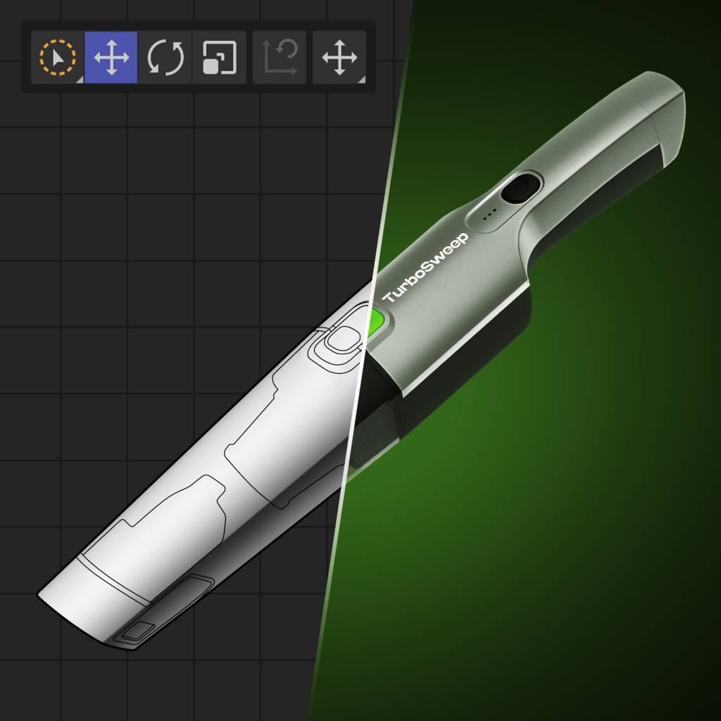 3D model of portable vacuum in product design and development program