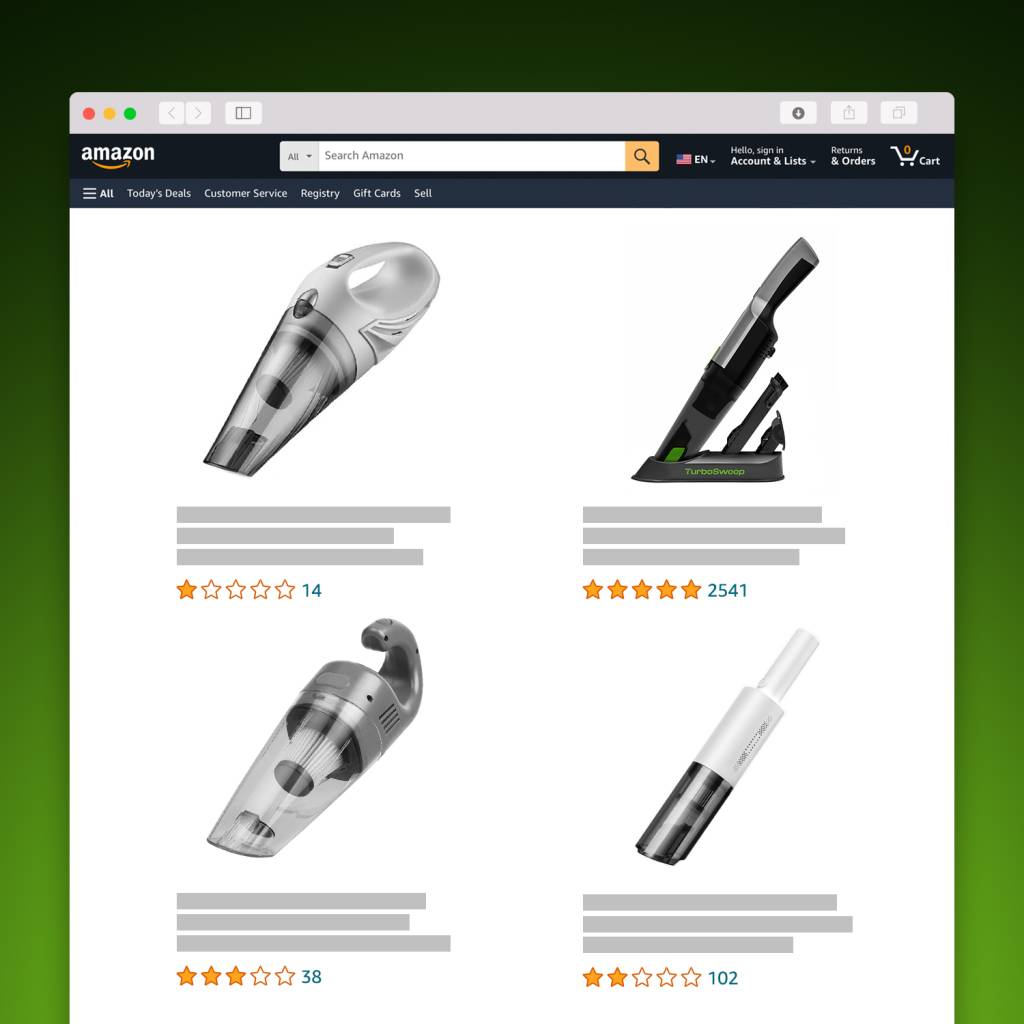 Amazon page analysis of portable vacuum market in product design consulting