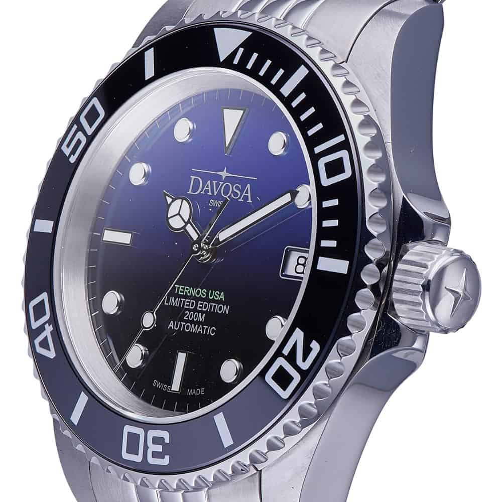Sophisticated metal watch with a black mirror bezel showcased in product photography on white background and product photography watches side view Before