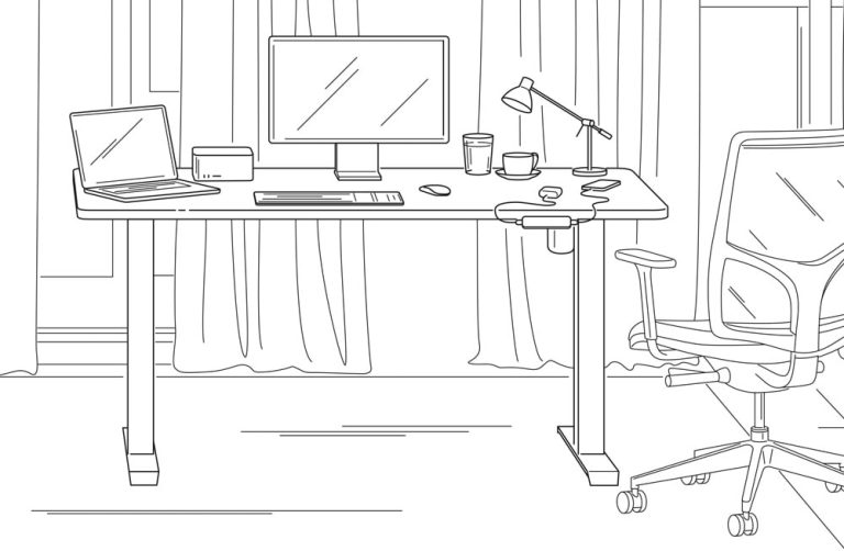 Step1 Sketch creation for 3D modeling of adjustable height table in 3d visualization services
