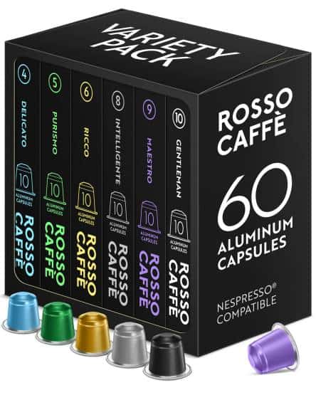 variety pack of 6 coffee capsule flavors a morning delight presented midway in amazon product photography
